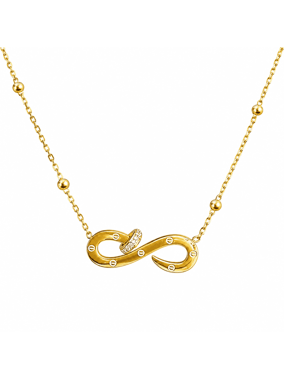 Infinity Pendant Necklace,Rose Gold-Tone with Crystals, Adjustable 16-24 Inch Chain (G)