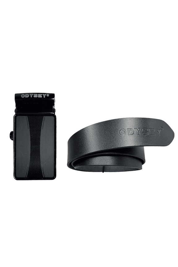 Men's Black Genuine Leather Belt – Automatic Ratchet Buckle Adjustable Fit(BLK06) 28"-32"