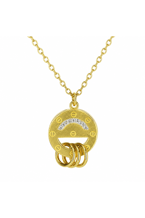 Premium Gold-Tone Pendant Necklace with Crystal Accents, Adjustable Chain (B)