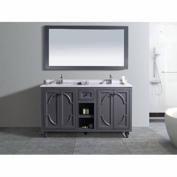 Odyssey - 60 - Maple Grey Cabinet + White Stripes Counter