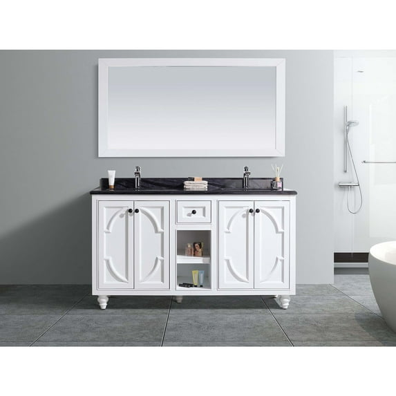 Odyssey - 60 - White Cabinet + Black Wood Counter