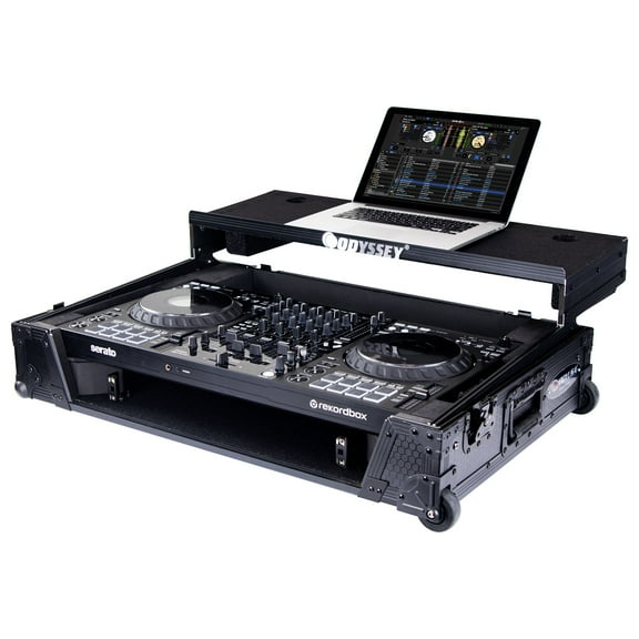 DJ DDJ-FLX10 I-Board 1U Flight Case with Glide Style Laptop Platform and Wheels