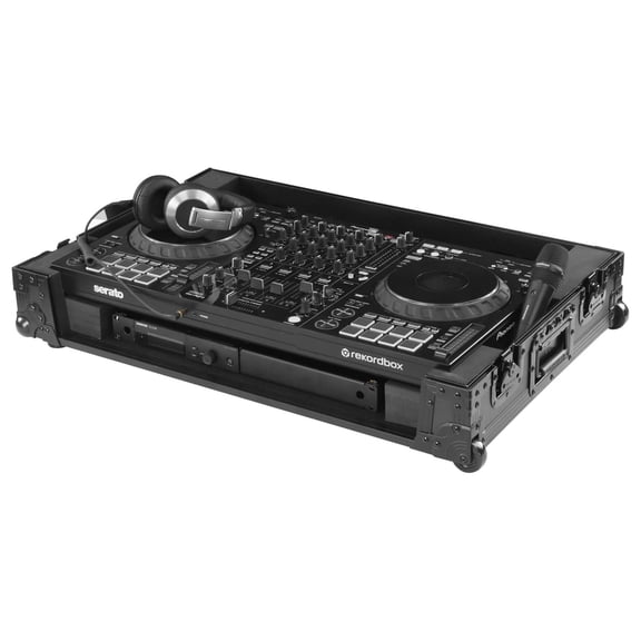 Odyssey Black Label DDJ-FLX10 1U Flight Case with Glide Style Laptop Platform and Corner Wheels