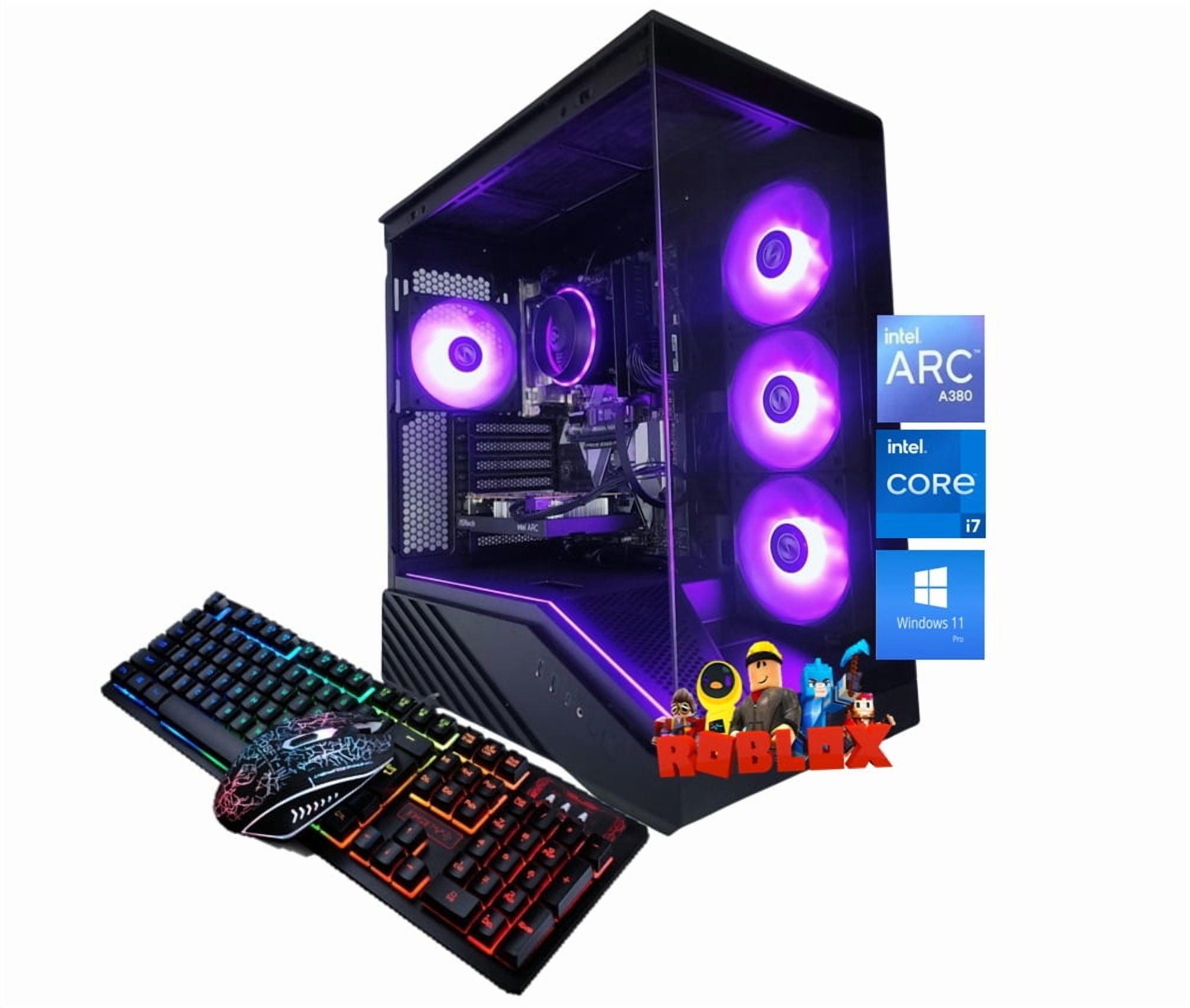 Odyssey Black Widow V2 Custom Gaming PC, RGB LED Fans, Intel Core i7 upto 4.7GHz, 16GB RAM, 1TB NVMe SSD, ACR A380, Wi-Fi BT, Windows 11 Pro Keyboard & Mouse