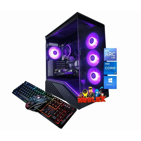 Odyssey Black Widow V2 Custom Gaming PC, RGB LED Fans, Intel Core i7 upto 4.7GHz, 16GB RAM, 1TB NVMe SSD, ACR A380, Wi-Fi BT, Windows 11 Pro Keyboard & Mouse