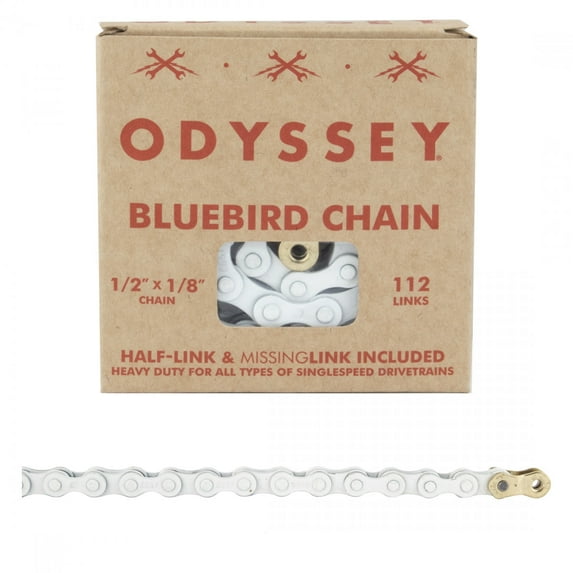 Odyssey Bluebird Chain Single Speed 1/2" x 1/8" 112 Links White Steel