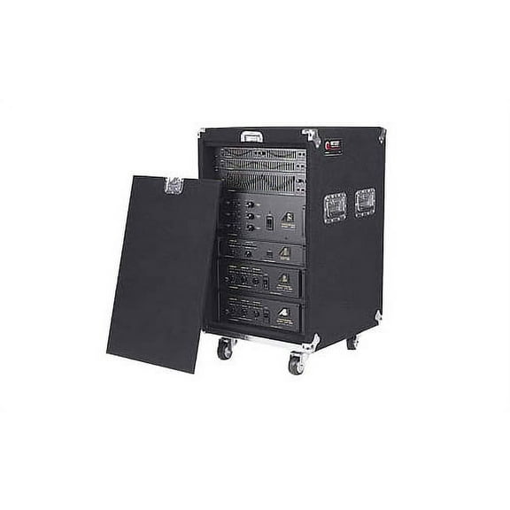 Odyssey Cases CRP16W New 16 Space Pro Crp Series DJ Amp Rack Case With 3 Casters