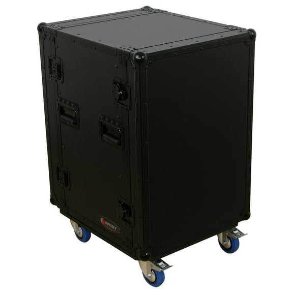 BLACK LABEL 16 SPACE AMP RACK WITH WHEELS