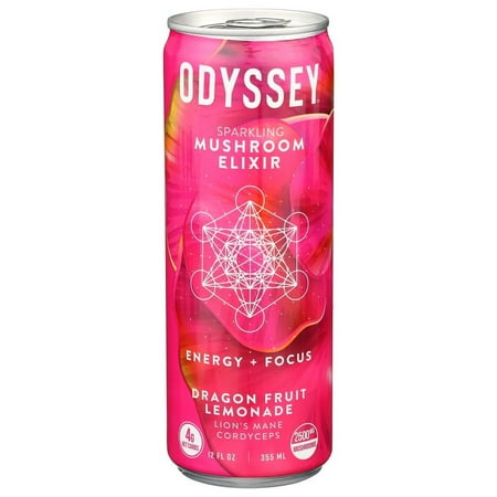 Odyssey Elixir: Energy Plus Focus Dragon Fruit Lemonade, 12 Fo, Pack of 12