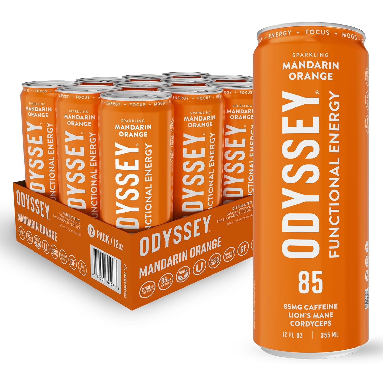 Odyssey Energy & Focus Sparkling Mushroom Elixir, Passion Fruit