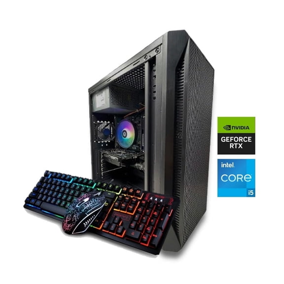 Odyssey Essentials 2025 Mid Tower Custom Gaming PC, Intel Core i5-4570 3.2GHz, 16GB RAM, 1TB SSD, GeForce RTX 3050, WiFi, Windows 10 Keyboard & Mouse