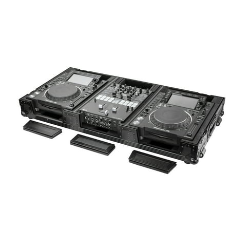 Odyssey FZ10CDJWXDBL Extra Deep 10 Format DJ Mixer and Two Large Format Media Players Coffin Flight Case - Black