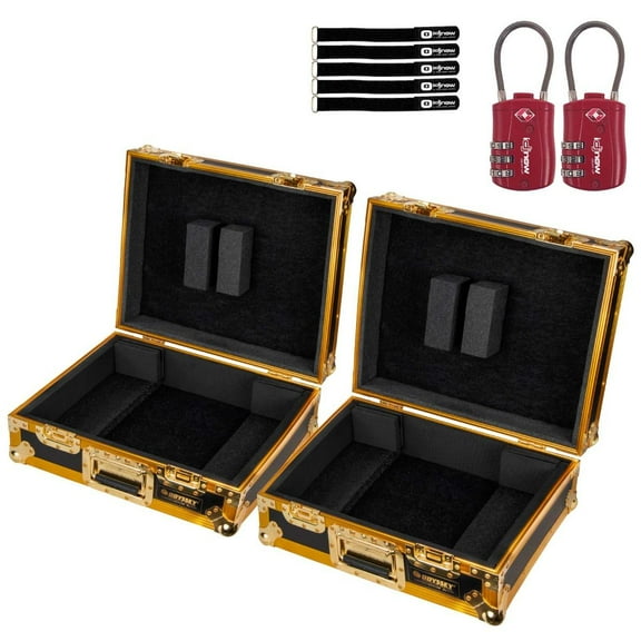 Odyssey FZ1200GOLD Limited Edition Turntable Flight Cases in Gold with Red TSA Combination Locks Dual Package