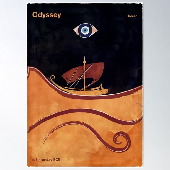 Odyssey - Homer, Greek Literature Art For Book Lovers Poster Wall Art, Modern Wall Decor For Living Room Bedroom, 24x36 UNFRAMED