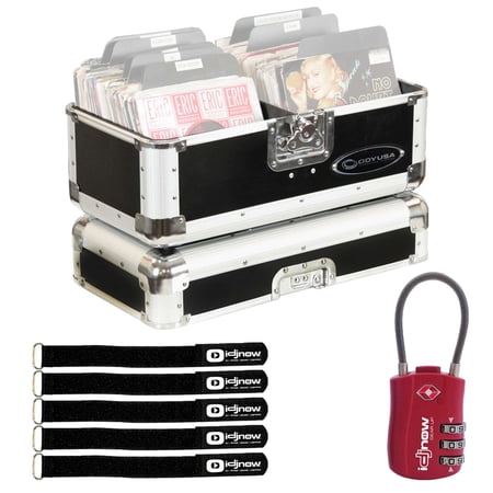 Odyssey K45120BLK Krom Series in Black & Chrome 7" Vinyl / Utility Case with Red TSA Combination Lock Package