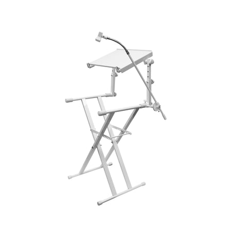 Odyssey LTBXS2MTCPWHT - X-Stand Combo Pack Dual Tier Heavy-Duty Folding Stand With Microphone Boom And Laptop/Gear Shelf
