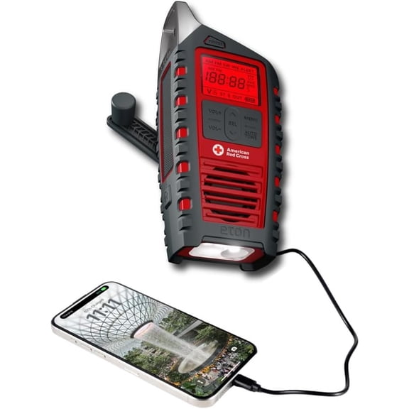 Odyssey Multi-Powered All-Band Bluetooth Emergency Radio with RDS, Red