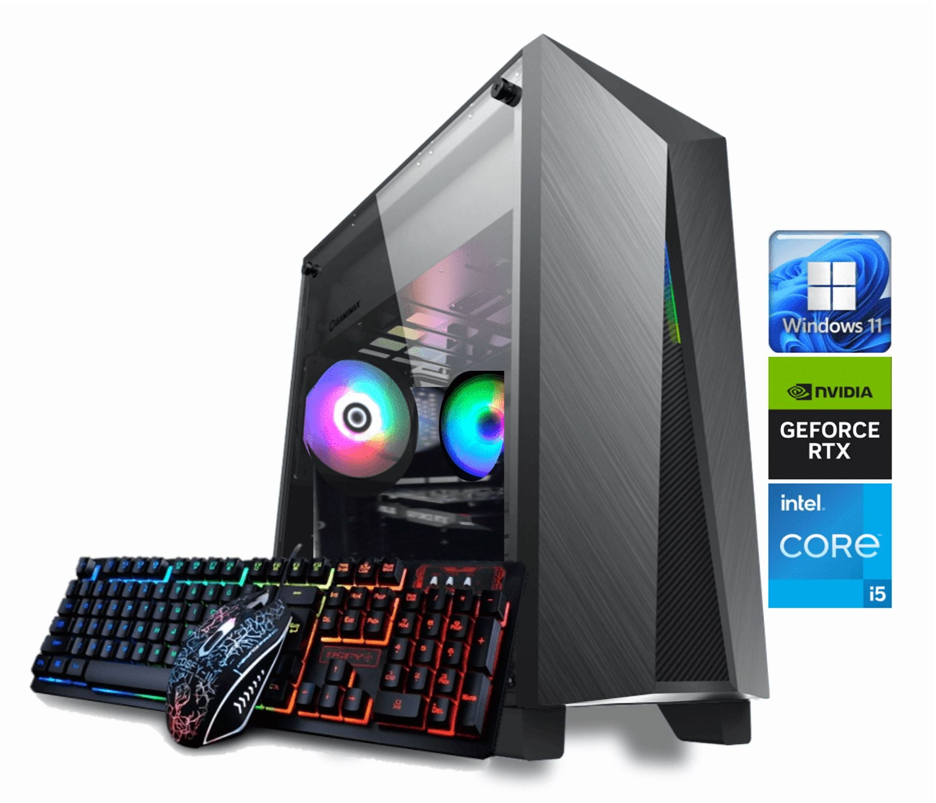 Odyssey Nova V2 Custom Gaming PC, RGB LED Fans, Intel Core i5 upto 4.1GHz, 16GB DDR4 RAM, 1TB NVMe SSD, GeForce RTX 3050 6GB GDDR6 Wi-Fi BT Windows 11 Pro