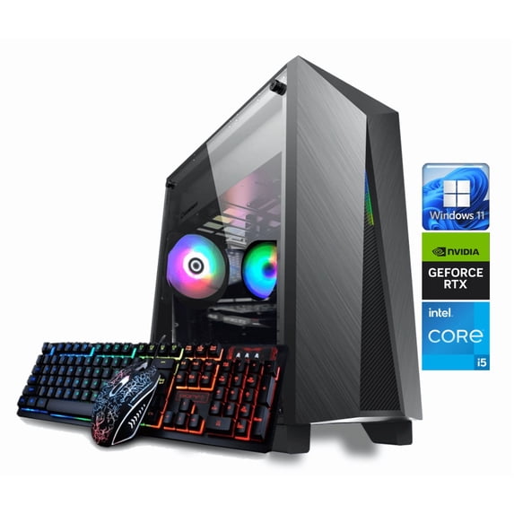 Odyssey Nova V2 Custom Gaming PC, RGB LED Fans, Intel Core i5 upto 4.1GHz, 16GB DDR4 RAM, 1TB NVMe SSD, GeForce RTX 3050 6GB GDDR6 Wi-Fi BT Windows 11 Pro