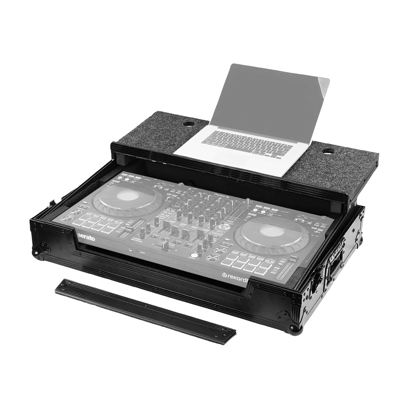 Odyssey RCGS-FLX10WBL Road Case Series Case in Black for Pioneer DJ DDJ-FLX10 DJ Controller with Wheels & Glide Style Laptop Platform