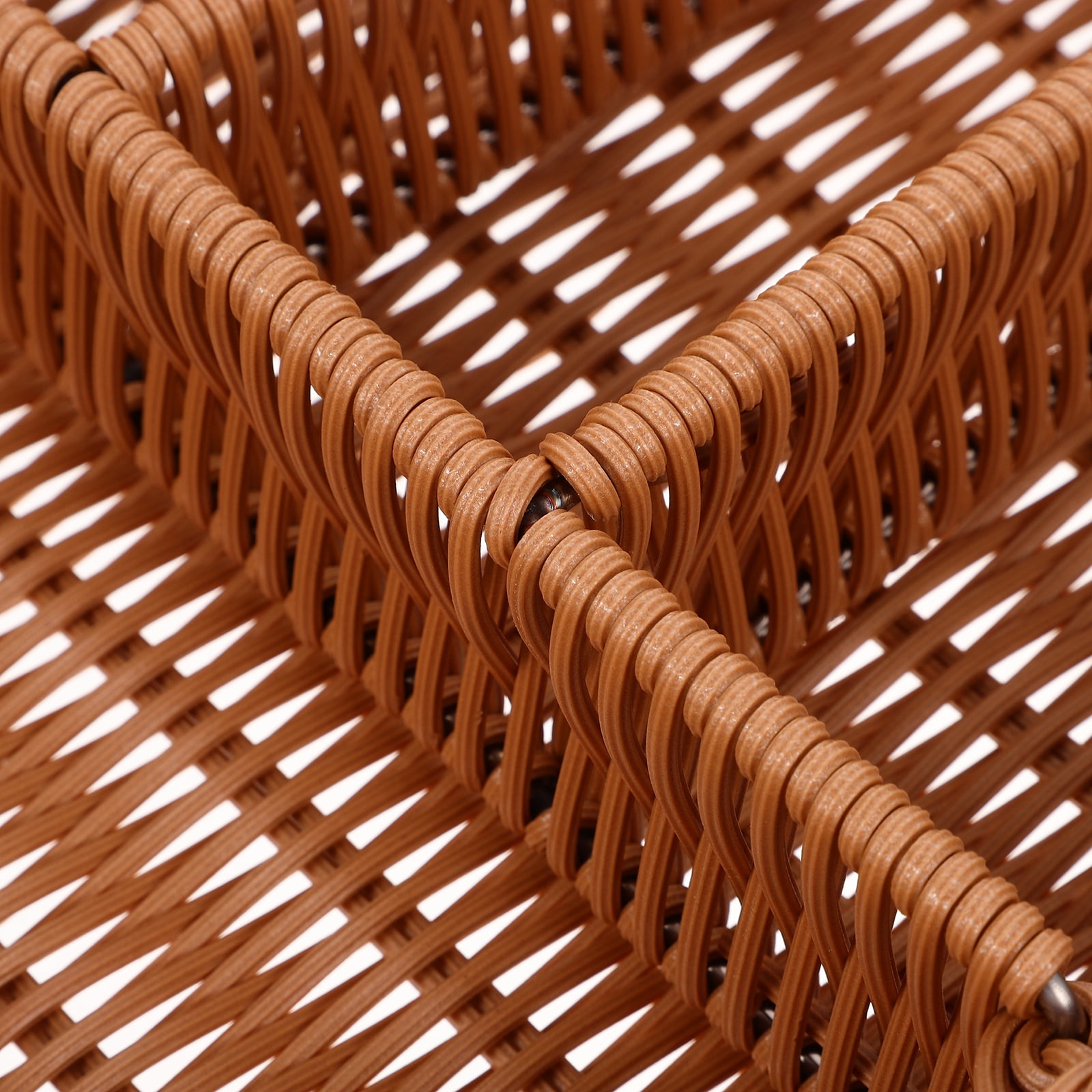 Oecoator 4-Compartment Woven Cutlery Organizer Basket for Kitchen Drawer and Tabletop Storage Solution