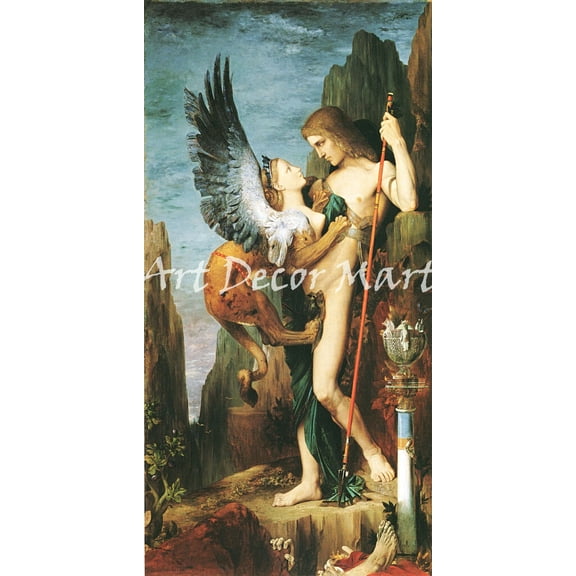 Oedipus And The Sphinx-Gustave Moreau - CANVAS OR FINE PRINT WALL ART