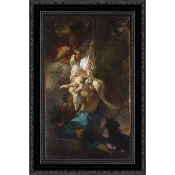 Oedipus Taken Down from the Tree 17x24 Black Ornate Wood Framed Canvas Art by Millet, Jean Francois
