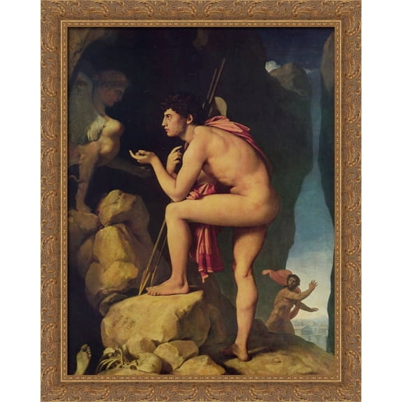 Oedipus and the Sphinx 28x36 Large Gold Ornate Wood Framed Canvas Art by Jean Auguste Dominique Ingres