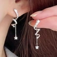 thumbnail image 1 of Oefntac up to 40% off Gifts Earrings for Women Earrings for Women Drop Earrings Shiny Rhinestones Star Chain Earrings Bridal Wedding Lightweight Dangle Earrings, 1 of 9
