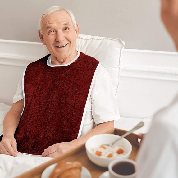 Oefntac Adult Bib Eating Cloth Protector Adjustable Washable Lightweight Large Area for Elderly Seniors Disabled Home
