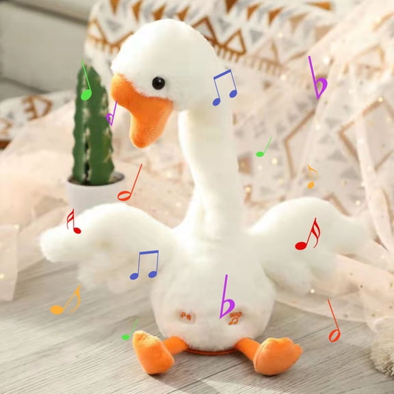 Oefntac Artificial Potted Plants Talking Dancing Gooses Stuffed Animals Repeating What You Say Mimicking Recording Soft Baby Toy Musical English Song Singing Glowing Animated Twisting Gift