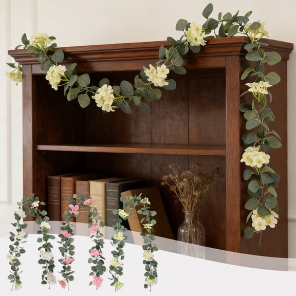 Oefntac Artificial Vine Simulation Rattan Hydrangea Floral Hanging Garland Artificial Silk Flower Wedding Decor Home Garden Party Railing DIY