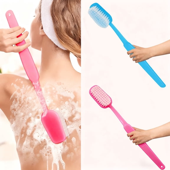 Oefntac Bath Brush 15.7 in Long Handle Exfoliating Bath Brush Soft Bristles Body Scrubbers for Deep Cleansing and Gentle Exfoliation for Men and Women