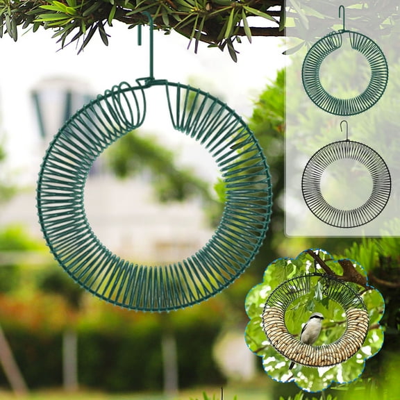 Oefntac Bird Feeder Hanging Garland Bird Feeder Wreath Shape Outdoor Garden Patio Decoration Easy Fill Durable Weather Resistant Design for Wild Birds