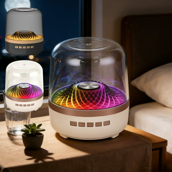 Oefntac Bluetooth Speaker Bluetooth Speaker Transparent Small Ambient Light Portable USB Mini Night Music RGB Color Bedroom Hifi Wireless Subwoofer