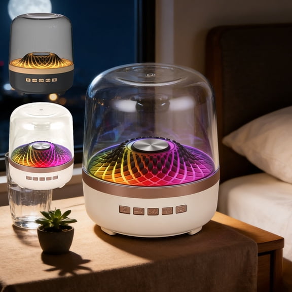 Oefntac Bluetooth Speaker Bluetooth Speaker Transparent Small Ambient Light Portable USB Mini Night Music RGB Color Bedroom Hifi Wireless Subwoofer