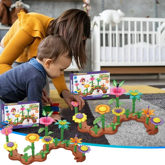 Oefntac Building Blocks Flower Garden Building Blocks 3D Puzzle DIY Educational Toys Set Creative Assembly for Kids Room Decor Gift for Birthday 1 Set