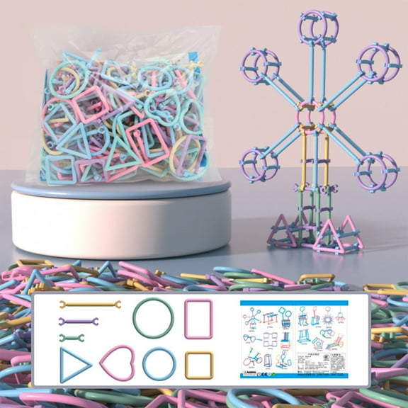 Oefntac Building Toy Intelligent Straw Building Sticks Construction Toy Set Sensory Engineering Puzzle for Preschool Kids 3-8 Imaginative Skill Development