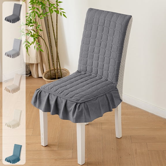 Oefntac Chair Covers Thick Quilted Chair Cover 35x17in Full Seat Soft Poly Backrest Tied Fit Dining Computer Office Sofa Floor Modern Washable Durable