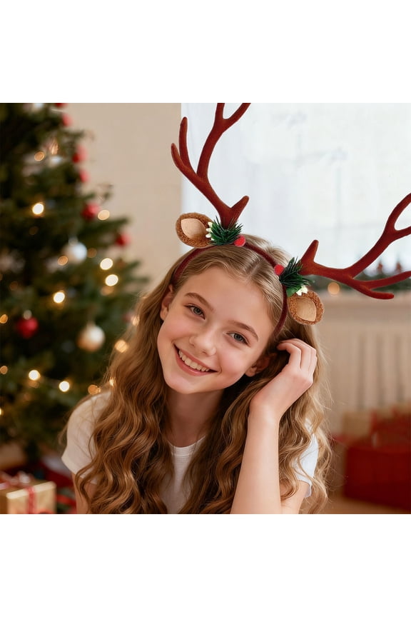 Christmas Decor Christmas Oversized Headdress Bow Headband,Antler Tree Topper,Soft Stylish Holiday Cute Hair Band