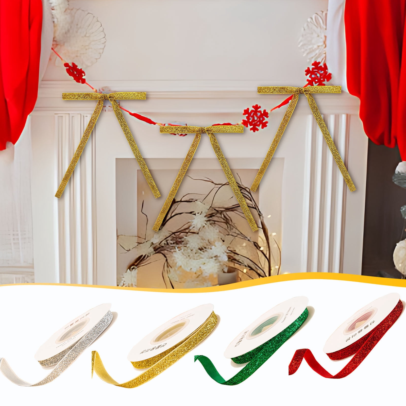 Sturdy Ribbon Oefntac Christmas Decorations Canary Velvet Ribbon,10 Yard Red Wired ...