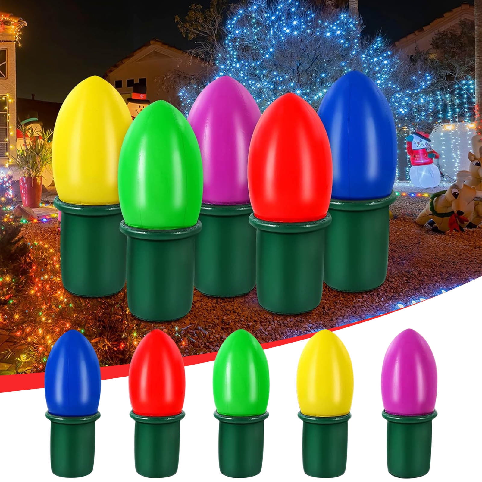 Oefntac Christmas Home Decor Outdoor Inflatable Christmas Light Bulb ...