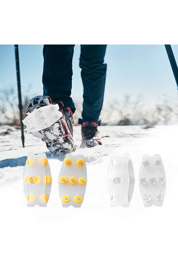 Crampons Snow Boot Covers 1 Pair Anti Slip Chain 7 Claw Grip Outdoor Walk Ice Shoe Traction Winter Safety Over-Shoe Protector Universal Fit