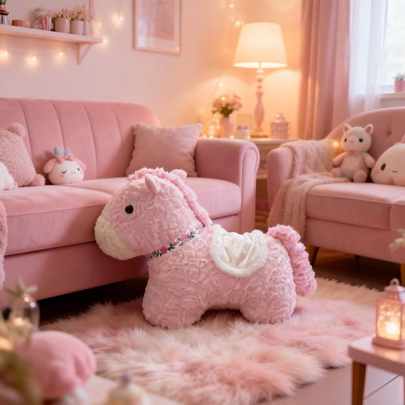 Oefntac Cushion Year of the Horse Cushion Plush Toy Spring Festival Sofa Decor Cute Home Living Room Bed Throw Snuggle Decorative