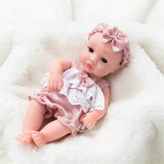 Oefntac Dolls Soft Lifelike Sleeping Doll 11 Inch,Realistic Vinyl Plush Limbs Newborn Reborn,Handmade Removable Clothes for Home Play Birthday Gift