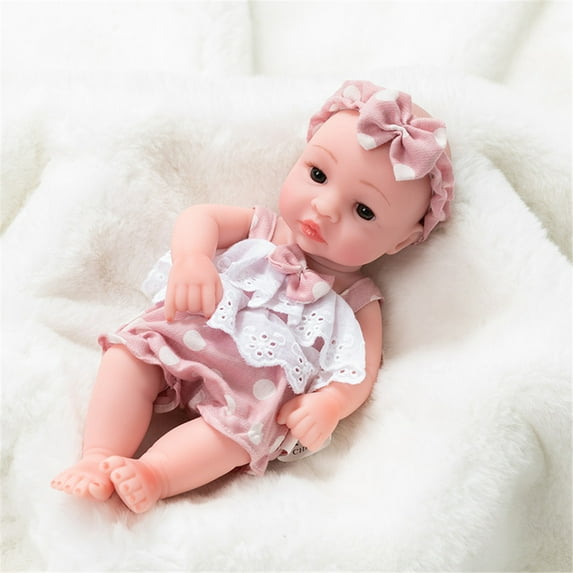 Oefntac Dolls Soft Lifelike Sleeping Doll 11 Inch,Realistic Vinyl Plush Limbs Newborn Reborn,Handmade Removable Clothes for Home Play Birthday Gift