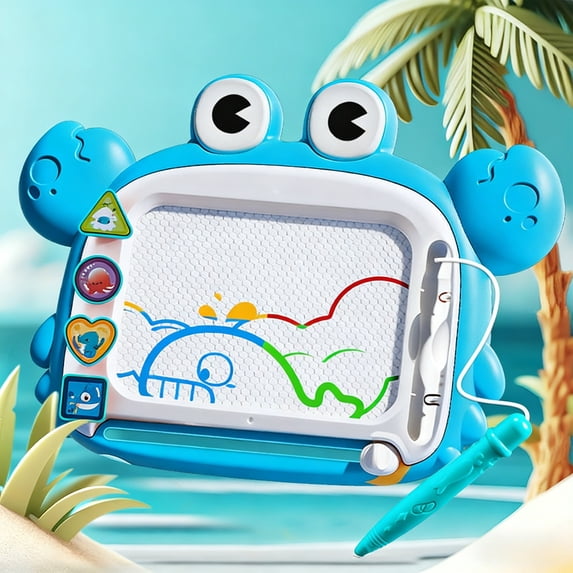 Oefntac Drawing Board Crab Magnetic Drawing Board Extra Large 14in Portable Yellow Blue Soft Plastic Educational Writing Sketchpad Fun Early Education Home