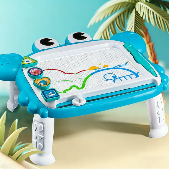 Oefntac Drawing Board Crab Magnetic Drawing Board Writing Tablet Educational Sketchpad Reusable Graffiti Early Learning Large Stand Support 14in Blue Yellow
