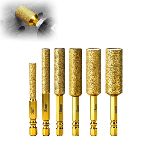 Oefntac Drill Bit Multi-Size Diamond Drill Bits Tile Glass Hole Cutter 6-16mm Set Hex Shank Grinding Head for Hard Materials Home Bathroom Renovation Power Tool Accessories DIY Kit
