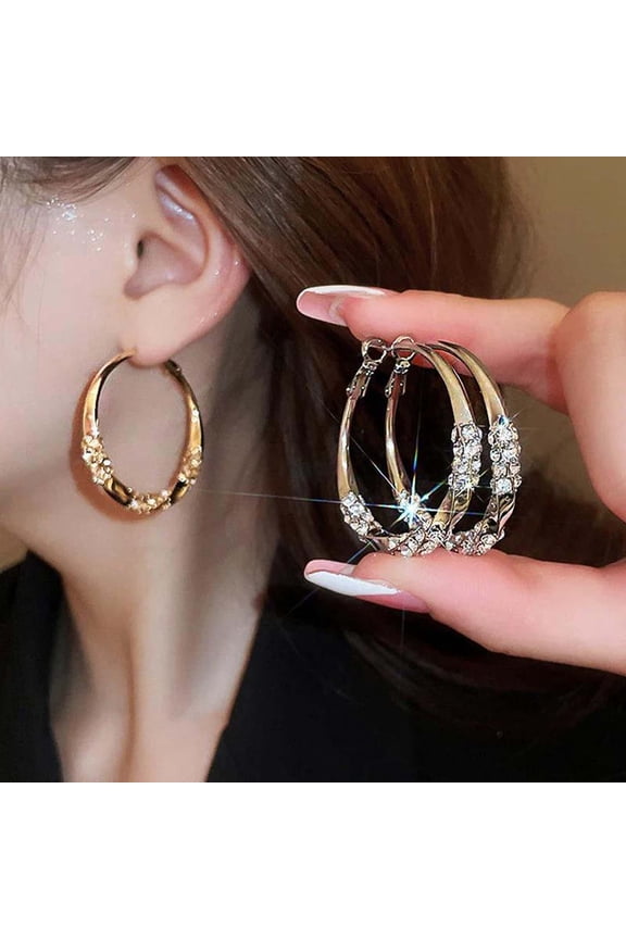 Earrings Hoop Earrings for Women Zirconia Gem Alloy Gold Jewelry Lightweight Modern Minimalist Hypoallergenic Birthday Gift Fashion Statement